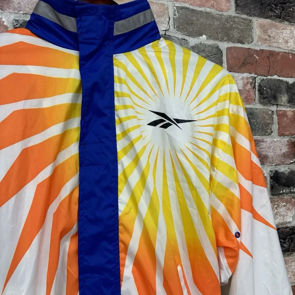 Vintage 90s Reebok Windbreaker Track Jacket Mens Small Full Zip NWOT Mesh Lined
